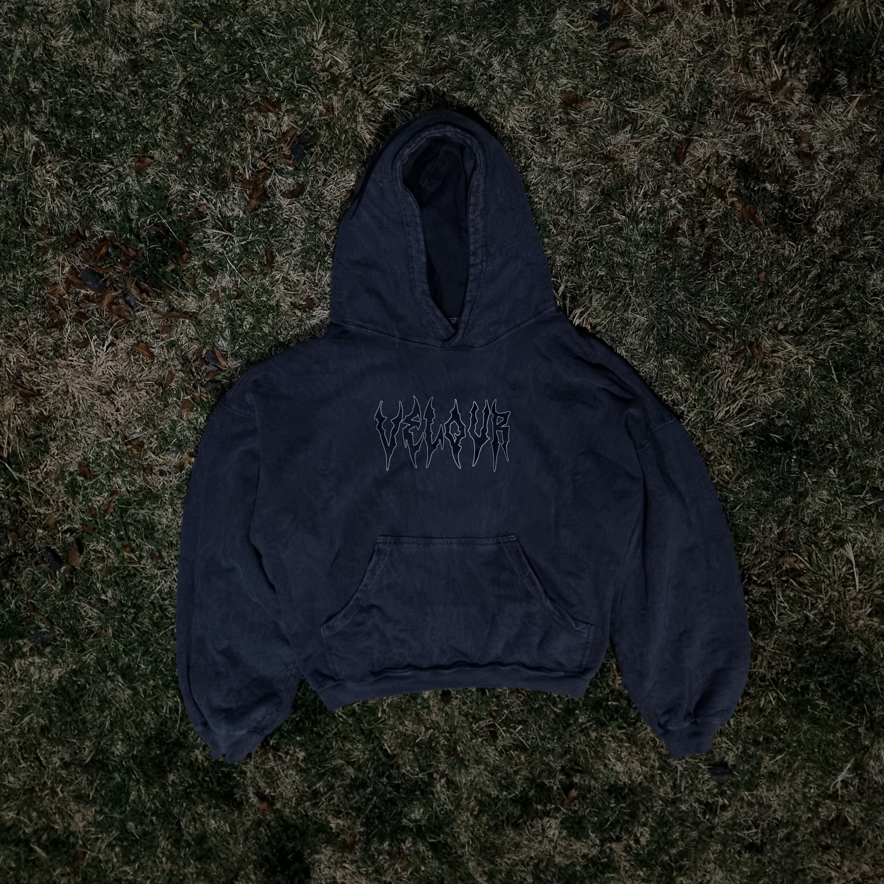Velour Dark Wash Hoodie