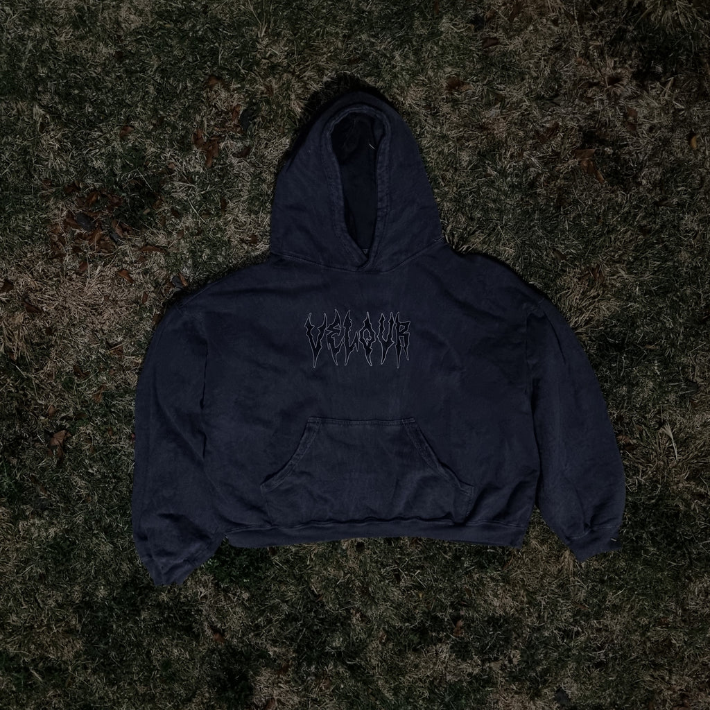 Velour Dark Wash Hoodie