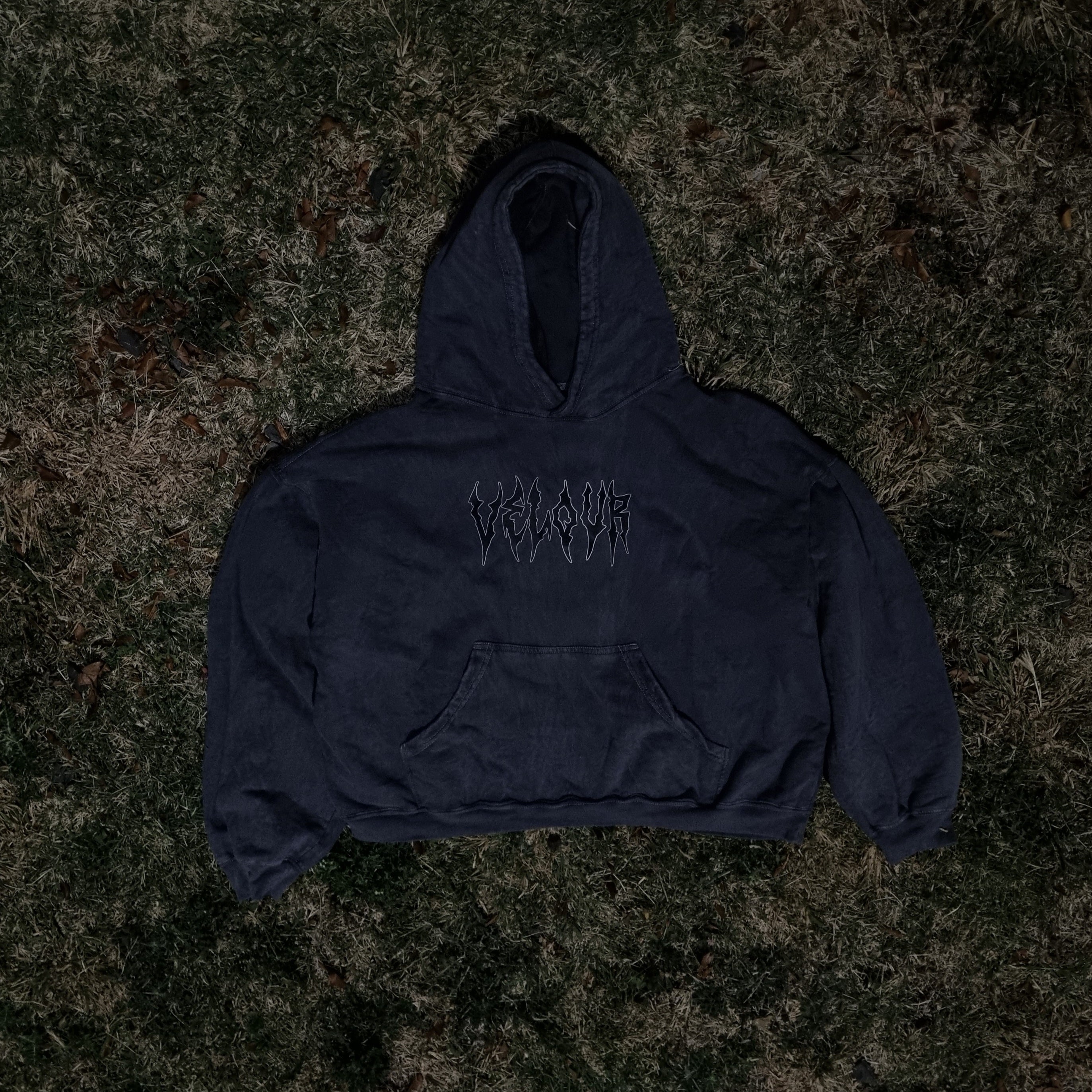 Velour Dark Wash Hoodie