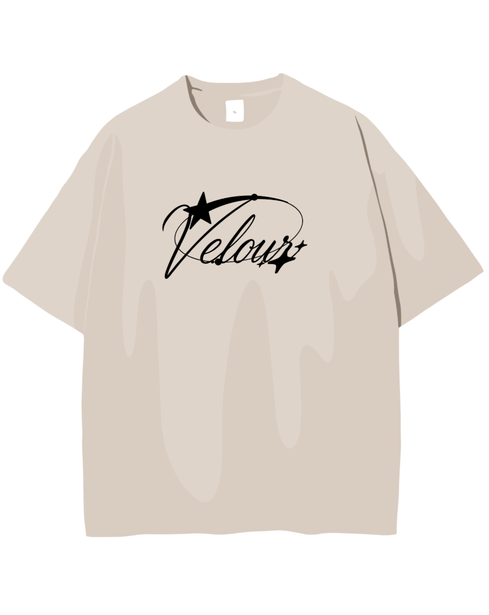 Camiseta velour oversize color Hueso