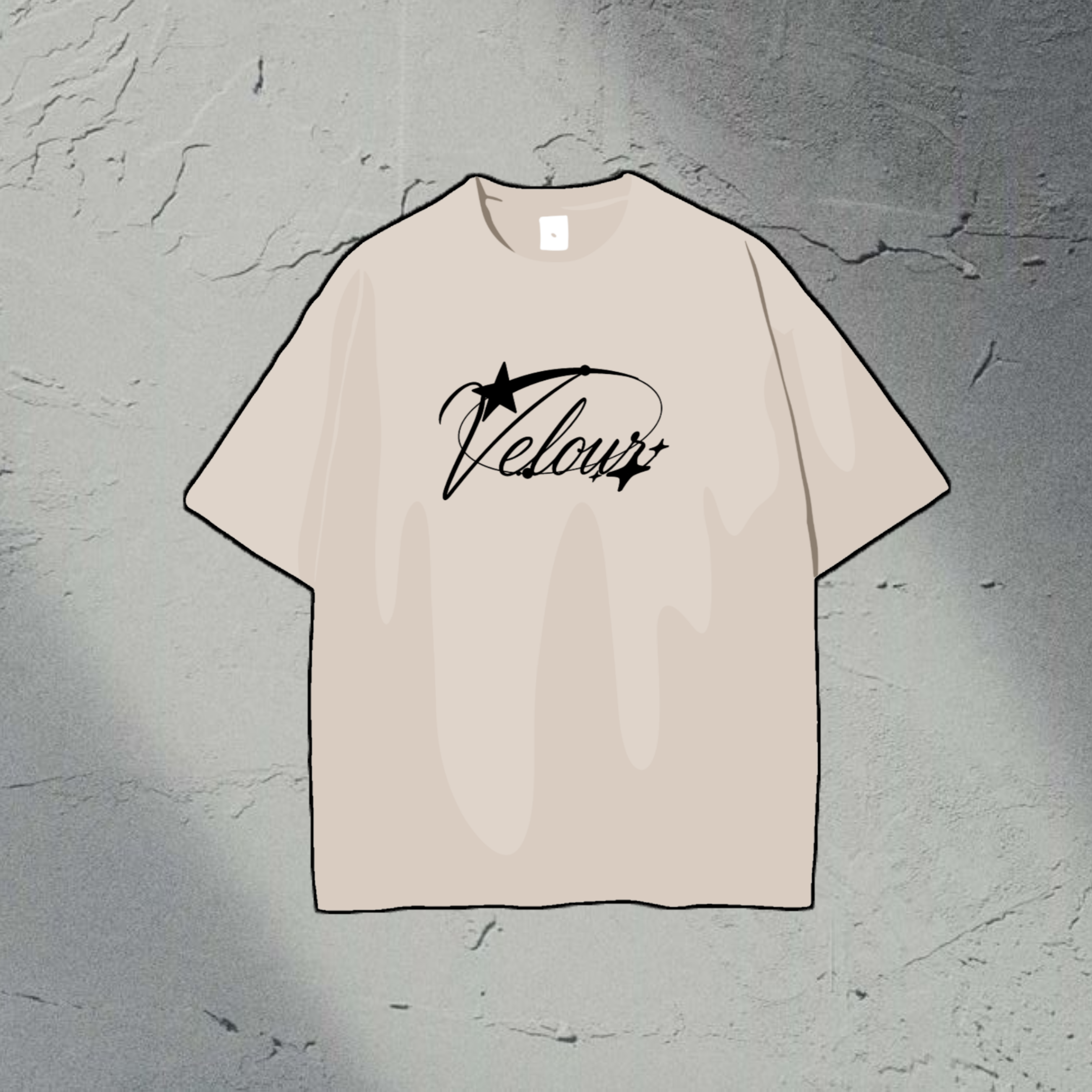 Camiseta velour oversize color Hueso